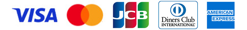 VISA、master、JCB、Diners Club、AMERICAN EXPRESS